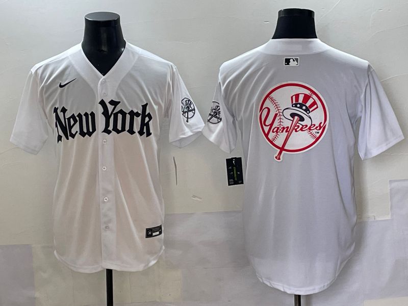 Men 2025 New York Yankees Blank White Five generations Joint Name Nike MLB Jersey style 92